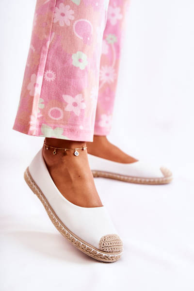 Classic Women's Leather Espadrilles White Calabria