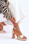 Leather Classic Sandals On Golden Platform Classy