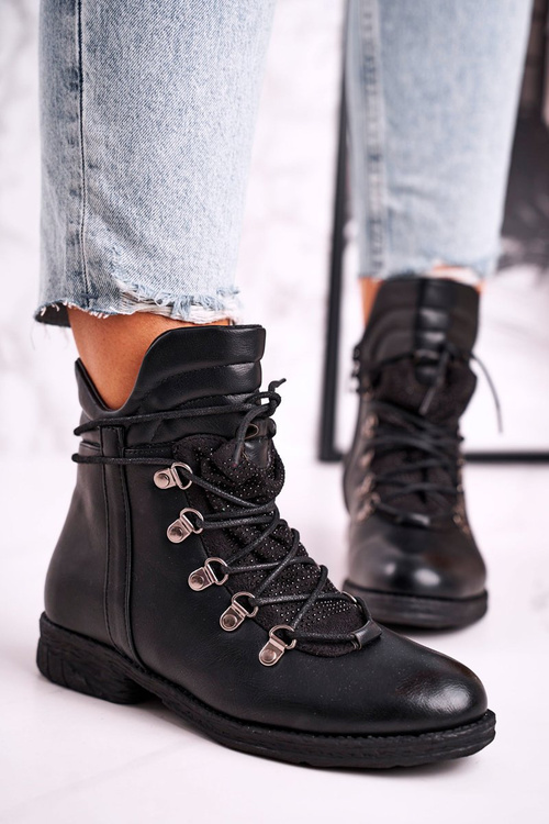 Women's Warm Boots With Cubic Zirconia Black Gisele