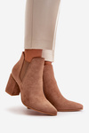Eco Suede Ankle Boots With Heels Insulated Brown Daivine