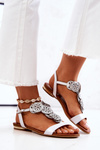 Leather Openwork Sandals Lewski Pearl 3049 White