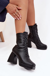 Women's Insulated Ankle Boots On Heel With Lacing Black Juvina