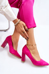 Suede Pumps On A Fashionable Heel Fuchsia Estellia