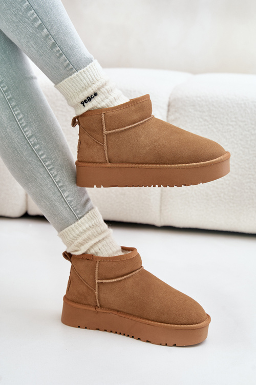 Women's Suede Snow Boots On Platform Camel Nereviana