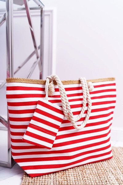 Large Beach Bag Shopper Red