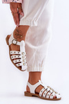 Women's Flat Sandals With Zircons White Ascot