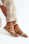 Comfortable and Lightweight Women's Sandals with Velcro Inblu CN000041 Beige-Gold