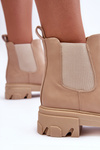 Low Leather Boots Beige Alcanassa 
