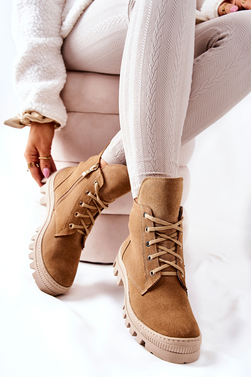 Padded Suede Boots Trappers Camel Annabeth