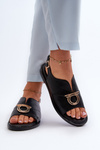Flat Women's Sandals with Gold Ornament Vinceza 17319 Black