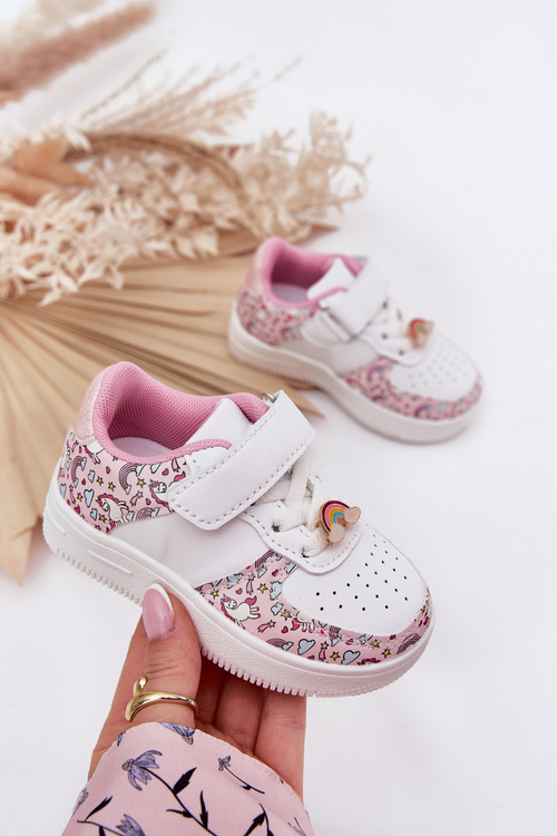 Buty Sportowe Sneakersy Dziewczęce Jednorożce Przypinka Różowe Thalia