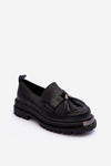 Leather Moccasins on Platform and Flat Heel Black Jorne