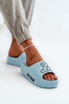 Women's Foam Slides on Chunky Sole with Bear Blue Lamira
