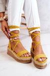 Suede Sandals Espadrilles On the Wedge Yellow Shanny