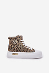 High Women Sneakers With Leopard Print On Platform Brown Laviriona