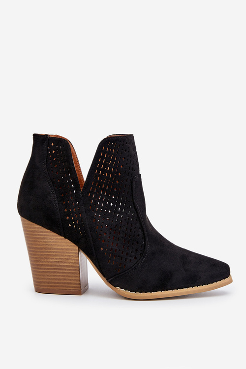 Women's Stiletto Boots Suede Openwork Black Shades
