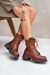 Insulated ankle boots workers with zipper brown Leairae