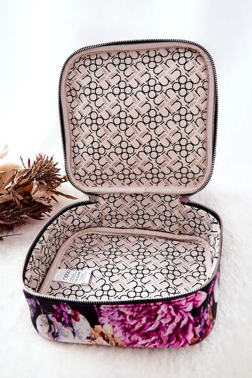 Large Cosmetic Case NOBO Flowers NOBO L0020-CM04 Black