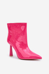 Patent Ankle Boots Pointed Slip-On Fuchsia Seliri
