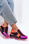 Sneakersy Damskie Na Platformie Skórzane Fuksja Maciejka 06767-15