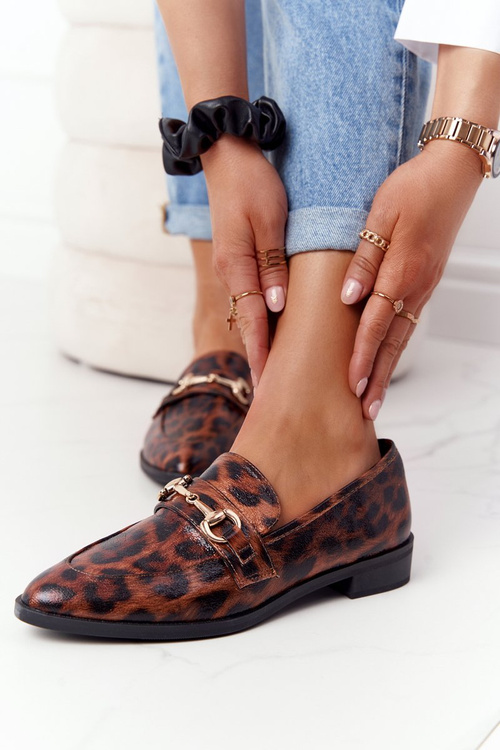 Eleganckie Damskie Mokasyny S.Barski Leopard