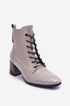 Lacquered Heel Booties Gray Basciano