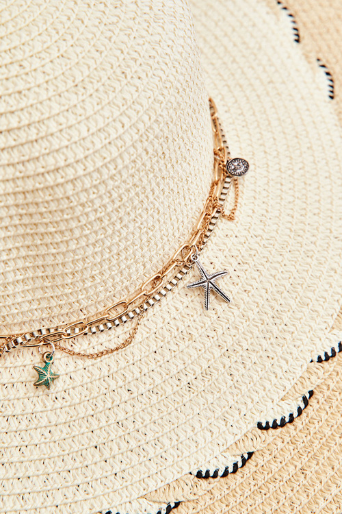 Kapelusz Lekki Damski Zdobienia Beżowy