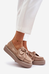 Womens Moccasins On Platform With Bow Beige Naivine