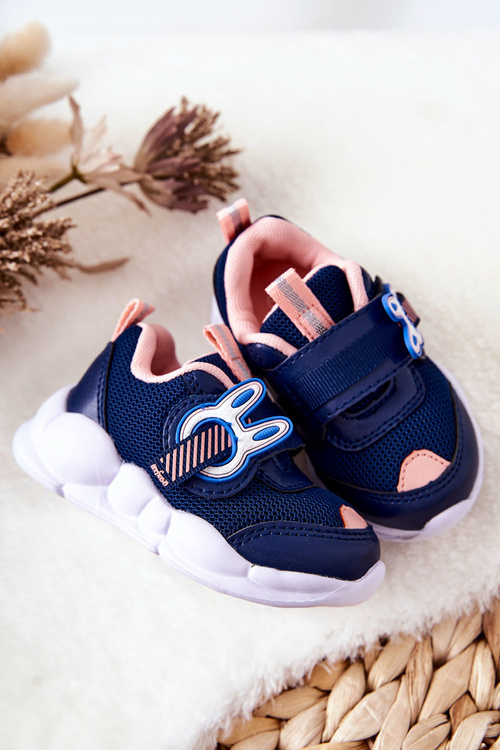 Dziecięce Sportowe Buty Na Rzep Befado 516P090 Granatowo-Różowe