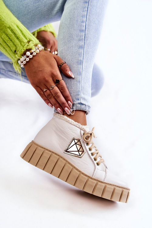 Leather Sport Shoes Tied White Lewski Shoes 3252 / N