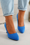 Classic Women's Pumps On A Block Heel Suede Blue Eleanor
