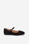 Ballet Flats With Strap Eco Suede Black Arrivara