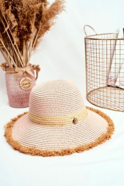 Women's Hat Summer Beach 100% Paper Pink