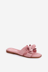 Flat Women's Slippers With Bow Pink Tobin