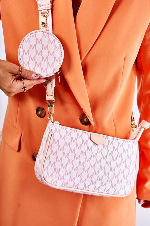 Torebka Listonoszka Portmonetka Damska 3w1 Różowa Bormea