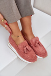 Moccasins On A Delicate Wedge Eco Suede Pink Challavia