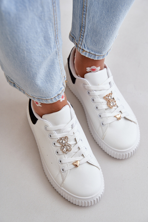 Low Sneakers Made Of Eco Leather With Charms Black-White Cillione