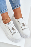 Eco Leather Sneakers With Clips White-Silver Enalirae