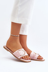 Shiny Women's Slippers With Decoration Pink Taleci