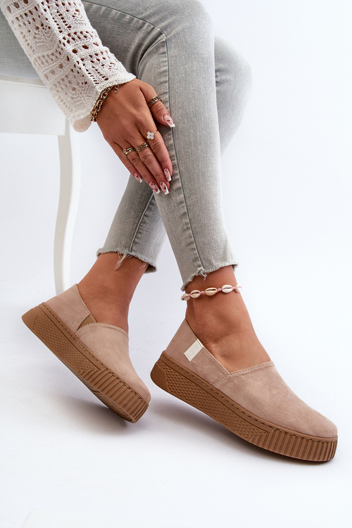 Women's Platform Sneakers NN276007 Memory Foam System Beige