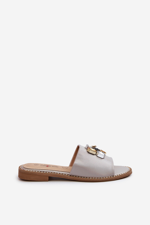 Damskie Klapki Z Ozdobami Beżowe S.Barski KV27-031