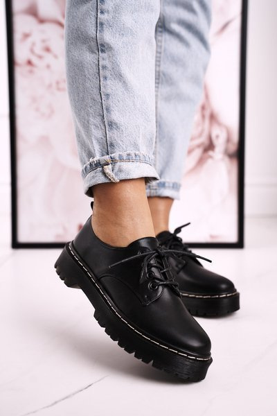 Women's Classic Oxfords Brogues On Platform S.Barski HX62 Black