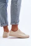 Women's Leather Classic Lace-Up Sneakers in Beige Misima