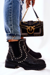 Flat heeled boots studded black Shivers