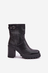 Insulated ankle boots with buckle black Selavia