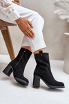 Women's Insulated Heeled Ankle Boots Eco Suede Black Vellinga