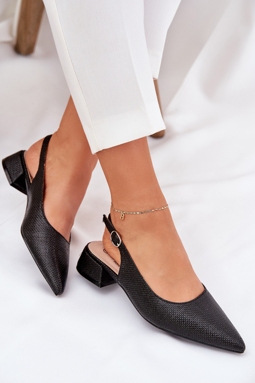 Woven Women's Sandals On Delicate Heel Black Jorela