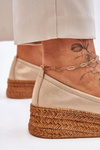 Women's Wedge Leather Espadrilles Beige & Gold Hadlee