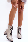 Lacquered Boots on Heel SBarski MR870-49 Light Gray