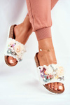 Women's Slides With Flowers White Enrissa 